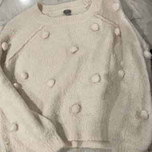 Aerie sweater with pom pom detail. Size medium. Cream color